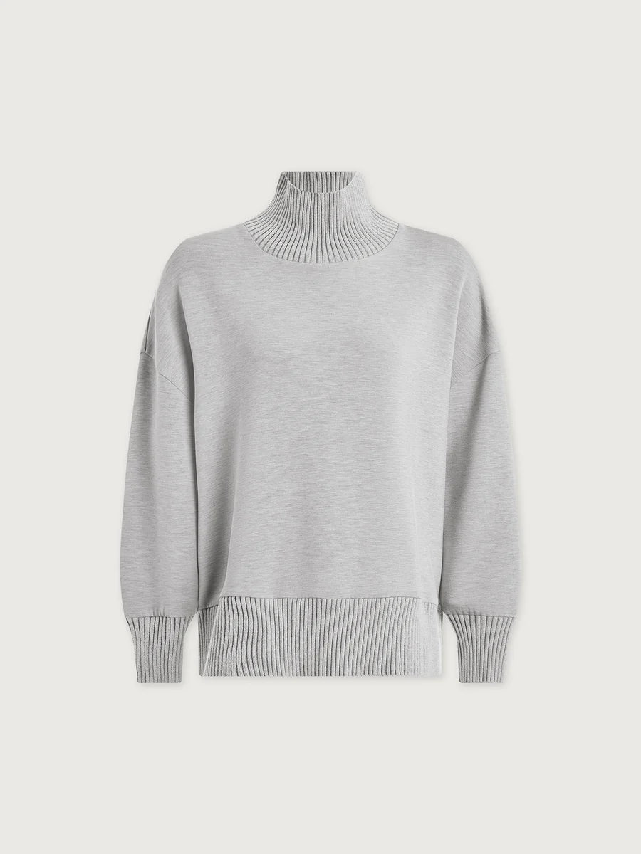 BARKER HIGH NECK SWEATSHIRT - LIGHT GREY MARL