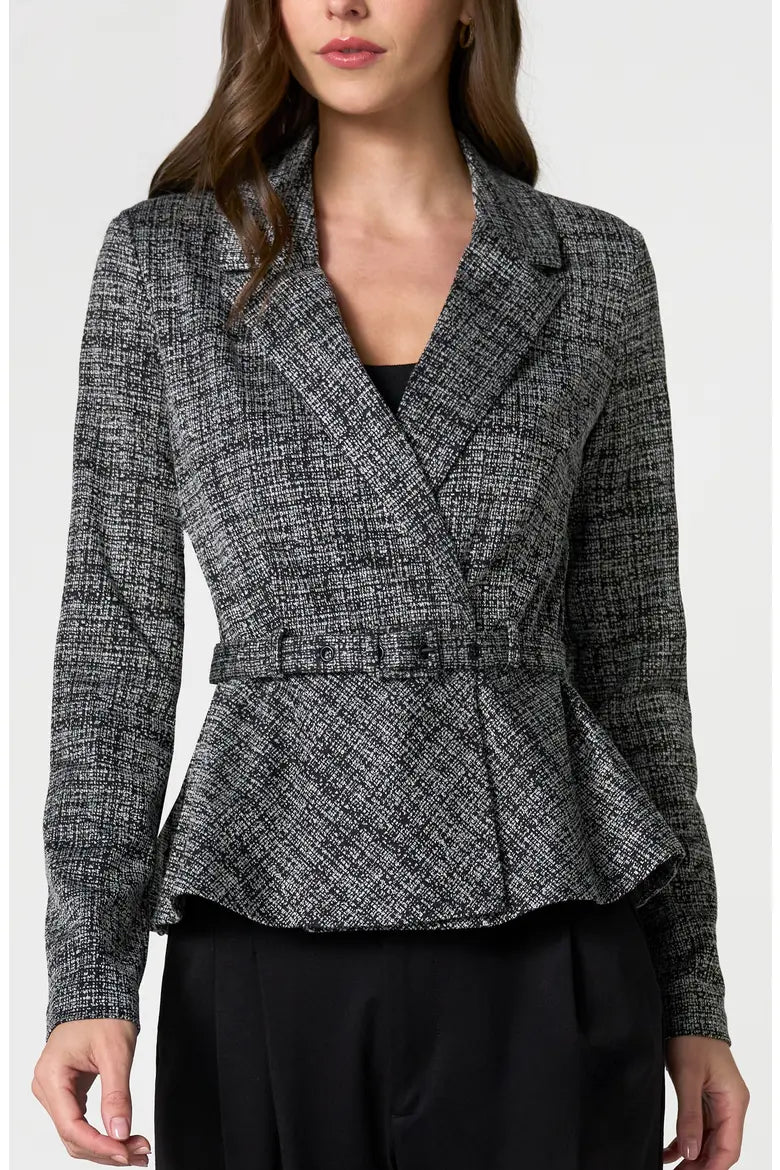 BELTED PEPLUM BLAZER