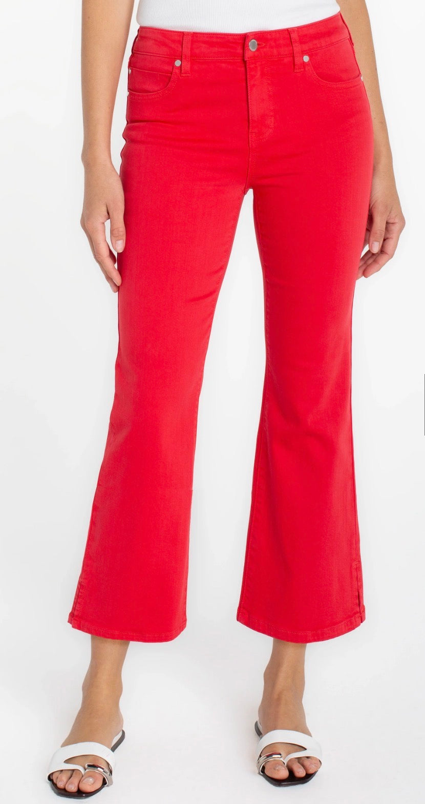 HANNAH CROPPED FLARE WITH SLIT - CHERRY RED