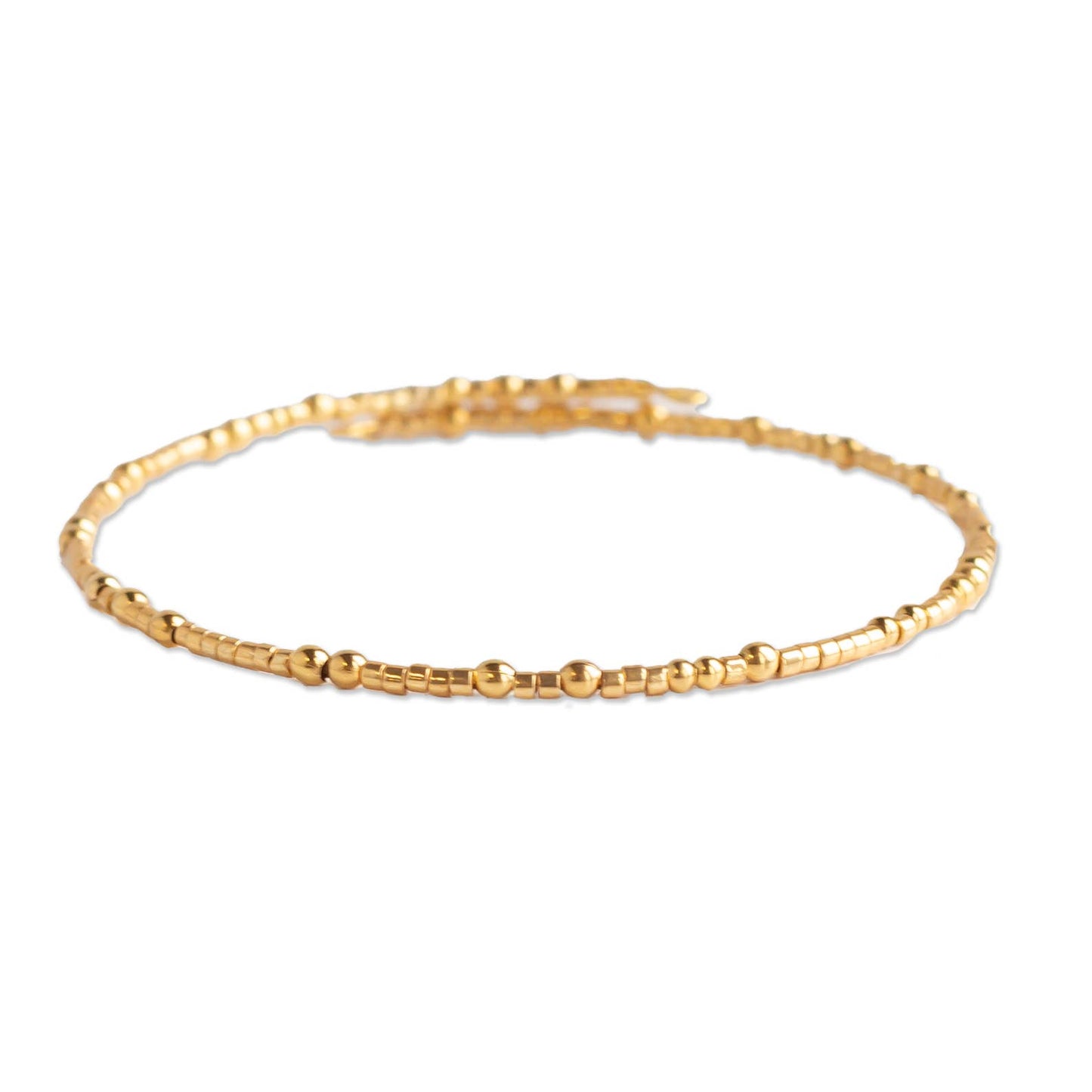 Confetti Beaded Bangle-Gold, Adjustable Stackable Bracelets