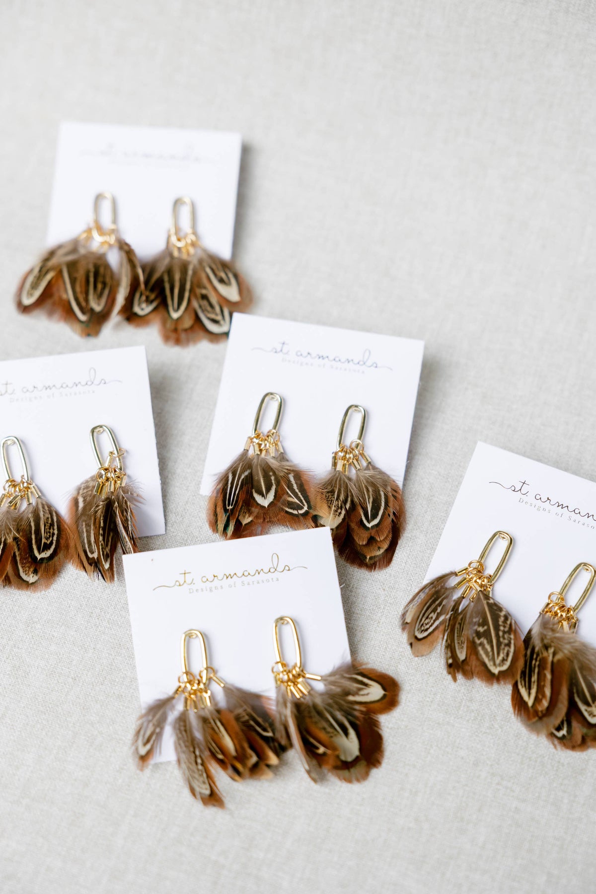 Chestnut Pheasant Fall Feather Tassel Statement Earrings