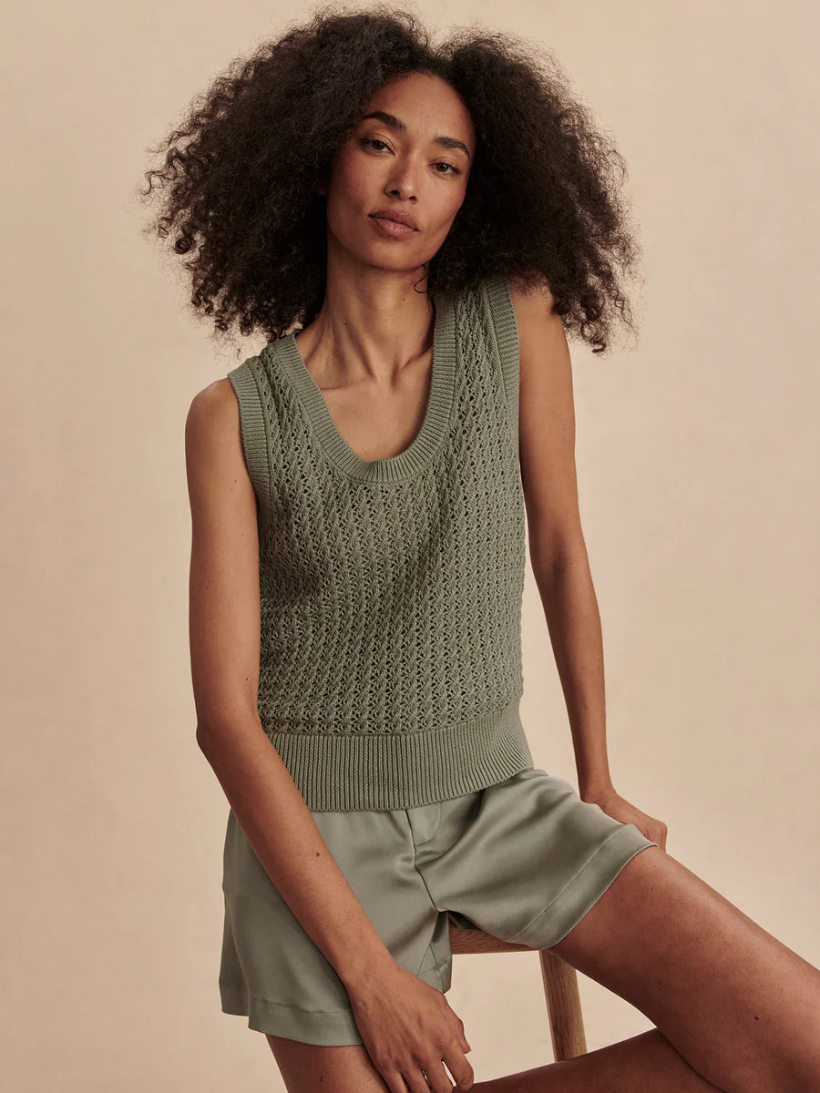 FERNS OPEN KNIT TANK- SHADOW
