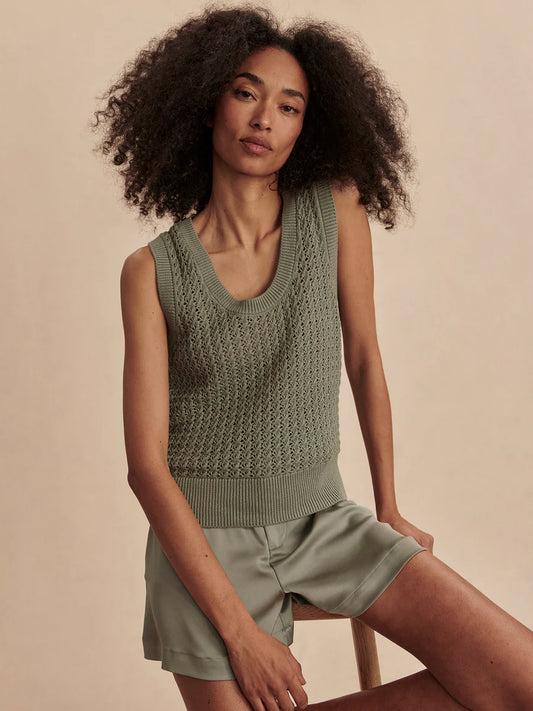 FERNS OPEN KNIT TANK- SHADOW