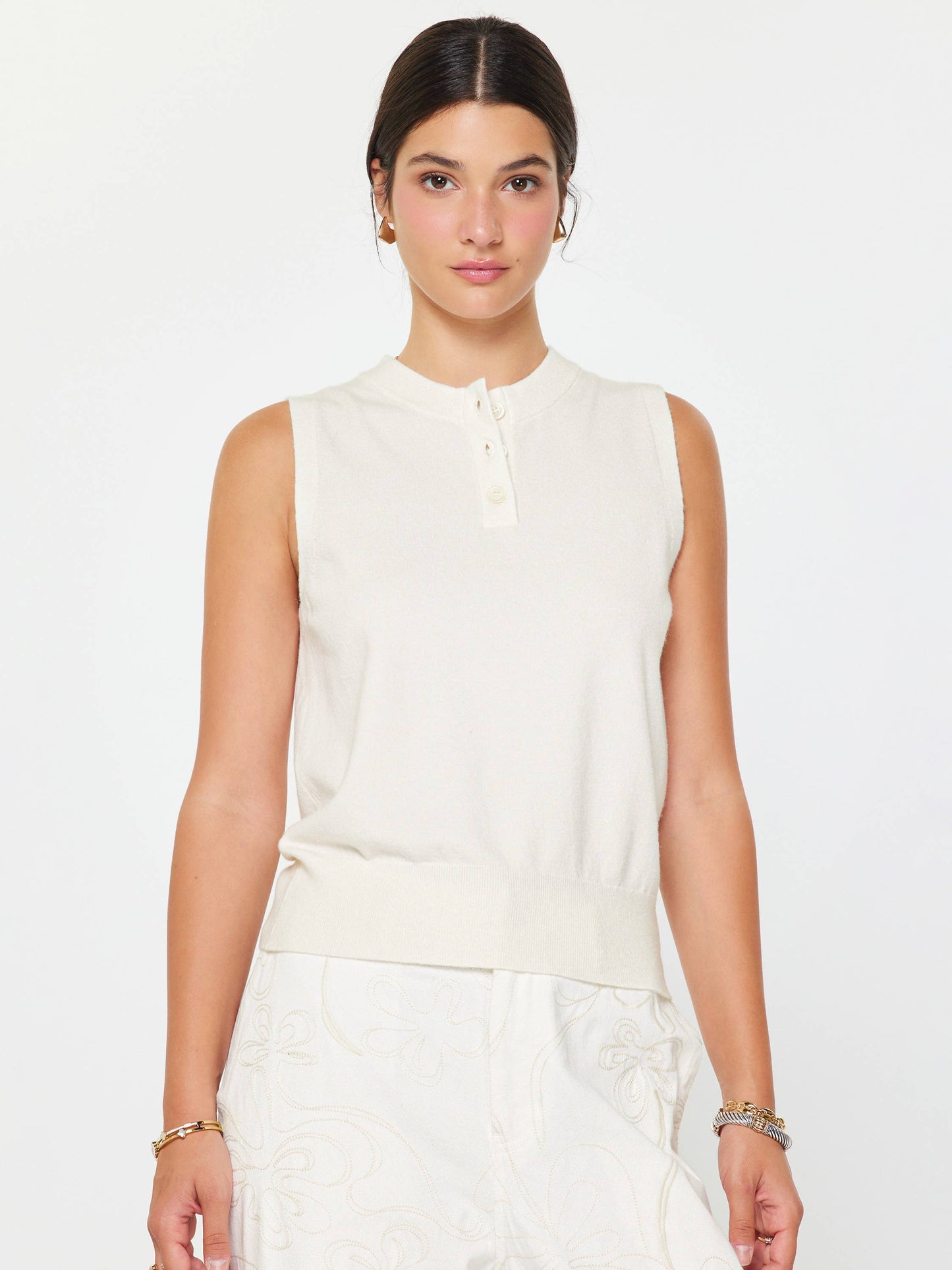 Sleeveless Henley Knit Vest