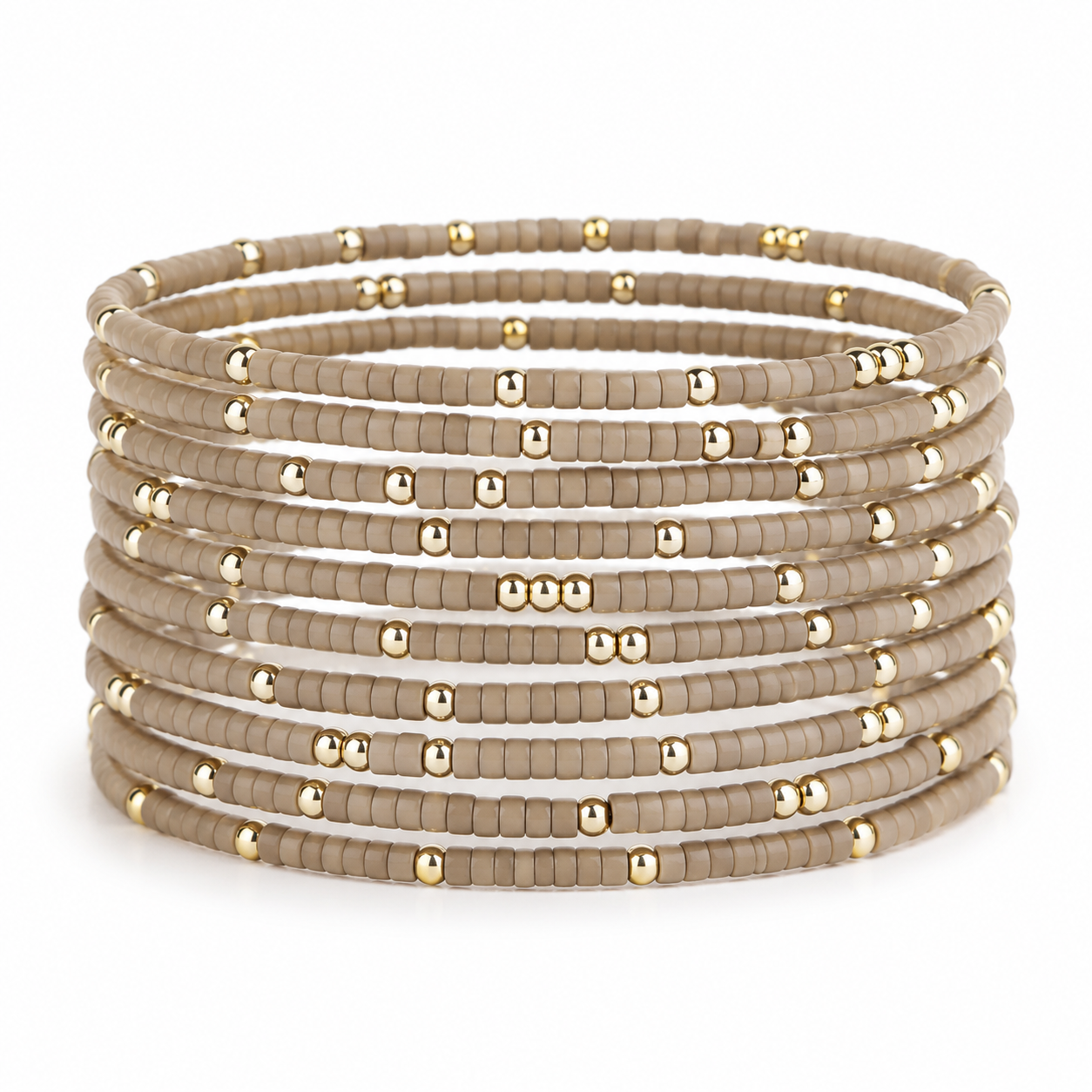Confetti Beaded Bangle-Mocha, Adjustable Stackable Bracelets