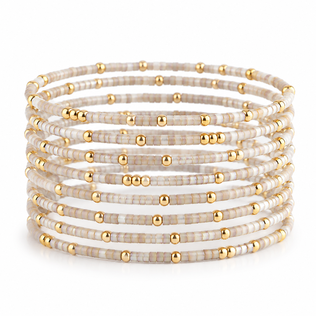 Confetti Beaded Bangle-Smoky Quartz, Stacking Bracelets
