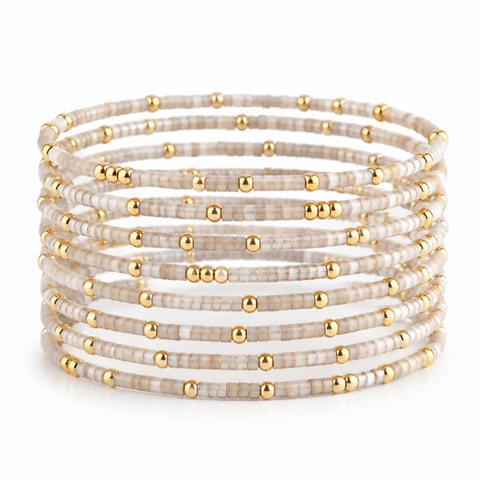 Confetti Beaded Bangle-Smoky Quartz, Stacking Bracelets