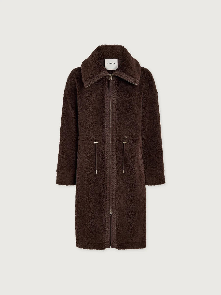 BENNET LONG SHERPA COAT - DARK CHESTNUT