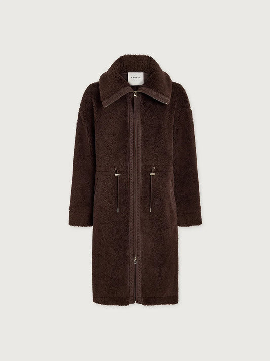 BENNET LONG SHERPA COAT - DARK CHESTNUT