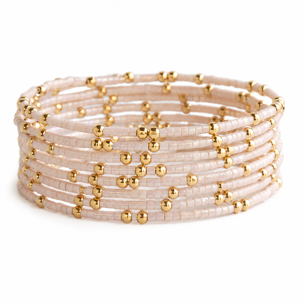 Confetti Beaded Bangle-Champagne, Adjustable  Bracelets