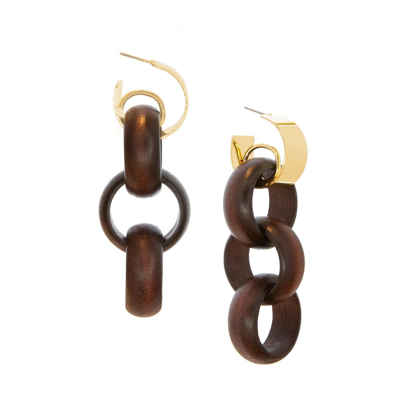 GOLD/BROWN WOODEN EARRING