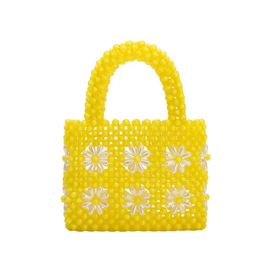 SELENA BEADED TOP HANDLE BAG - YELLOW