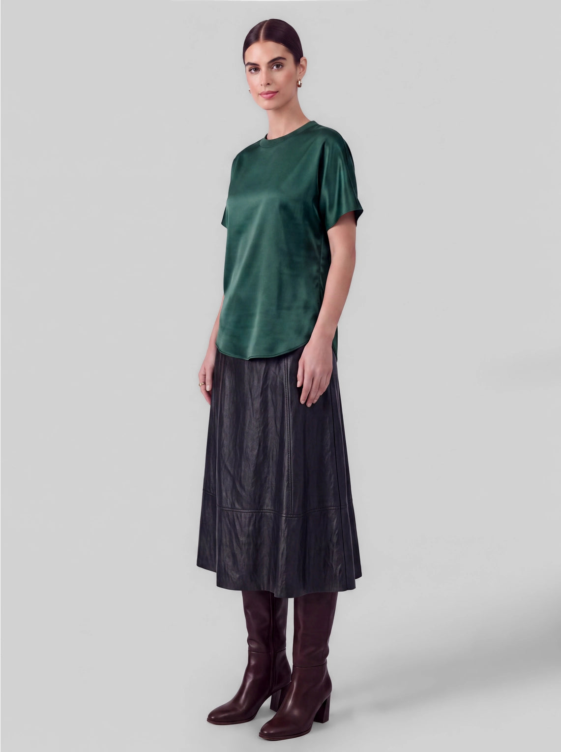 SATIN TEE - HUNTER GREEN