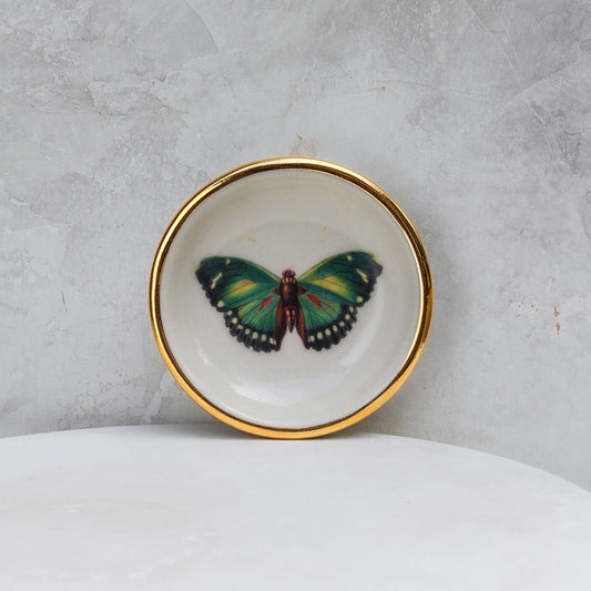 Emerald Green Butterfly Trinket Dish | Ring Dish | Handmade