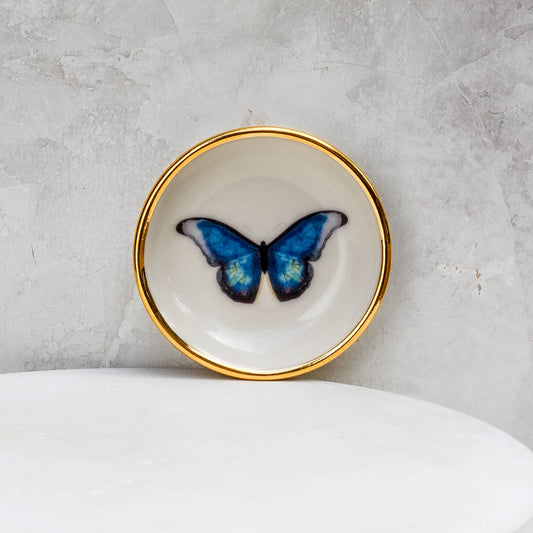Blue Morpho Butterfly Trinket Dish | Ring Dish | Handmade