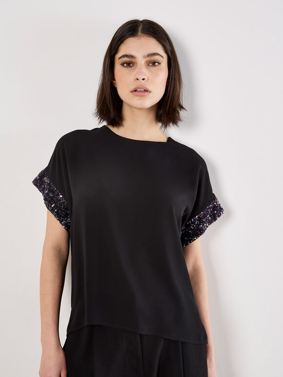 SEQUIN SLEEVE TOP