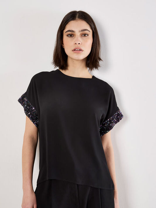 SEQUIN SLEEVE TOP