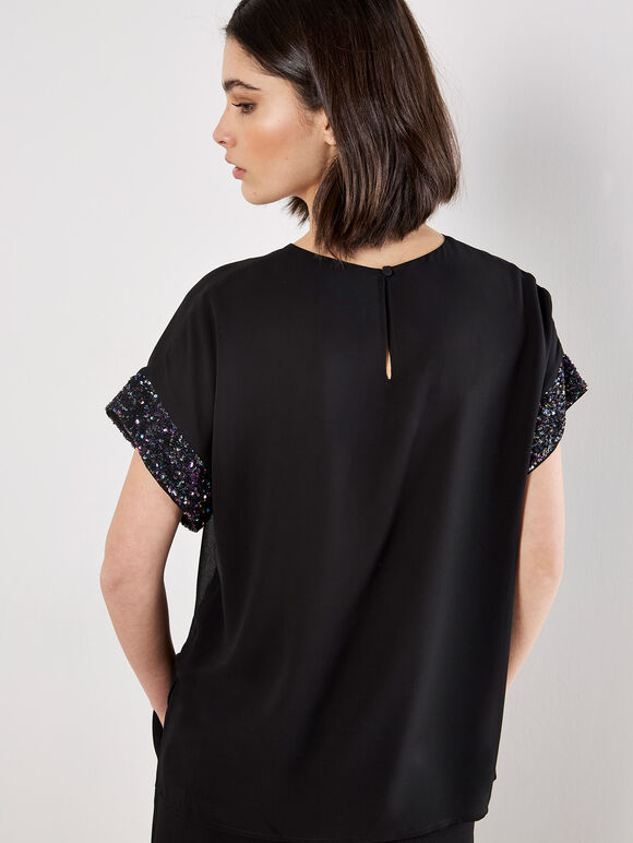 SEQUIN SLEEVE TOP