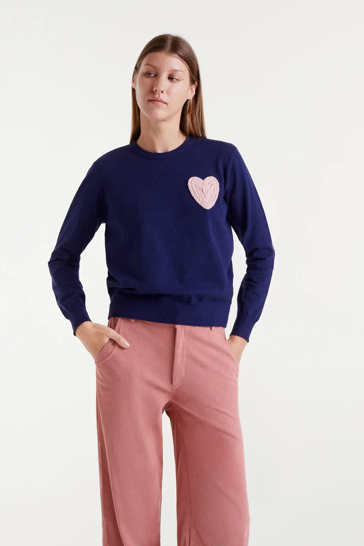 HEART SWEATER - NAVY