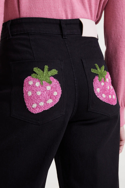 STRAWBERRY PATCH DENIM - BLACK