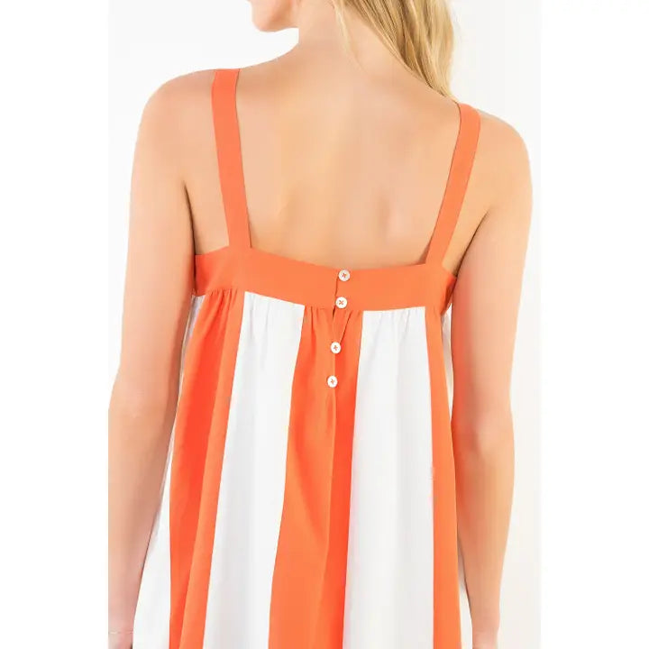 STRIPES MIDI DRESS - ORANGE/WHITE