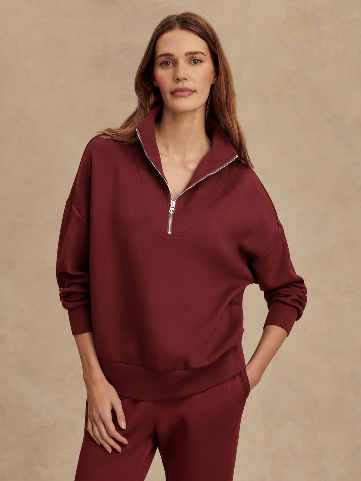 HAWLEY HALF ZIP SWEATSHIRT - NEW MAROON