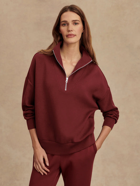 HAWLEY HALF ZIP SWEATSHIRT - NEW MAROON