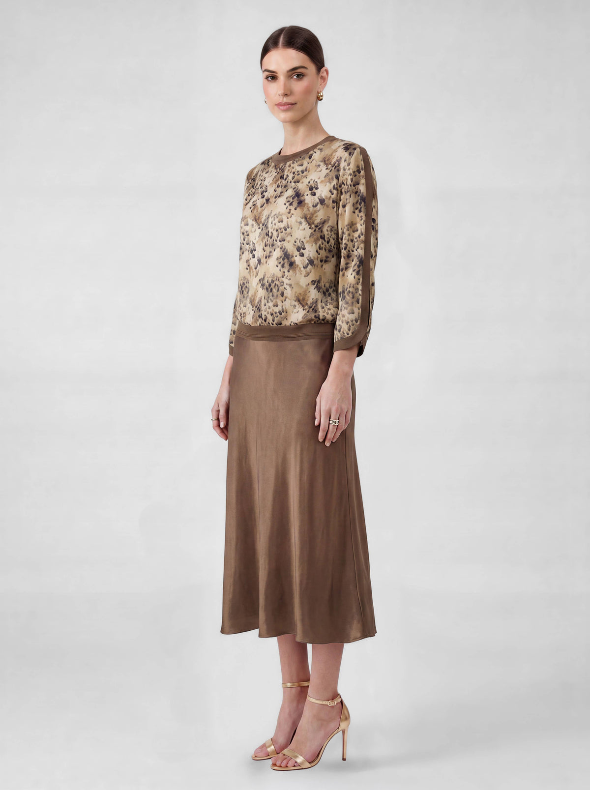 Leopard Print Mixed Media Top