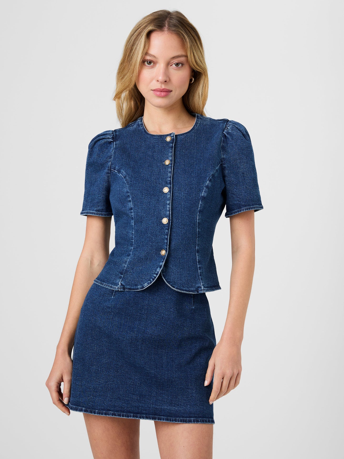 DELANCEY DENIM BUTTON FRONT TOP