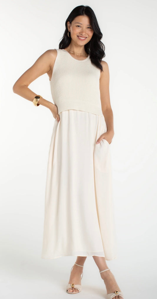 TIE BACK SWEATER WITH SLIP DRESS