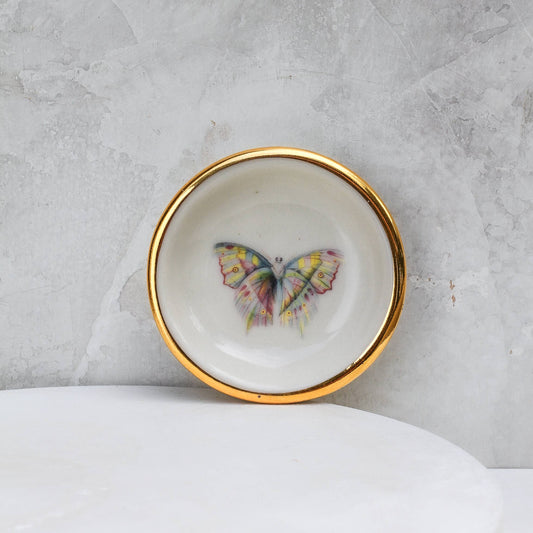 Pastel Butterfly Trinket Dish | Ring Dish | Handmade Gold