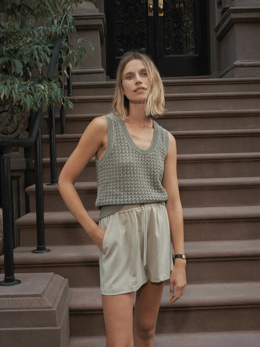 FERNS OPEN KNIT TANK- SHADOW