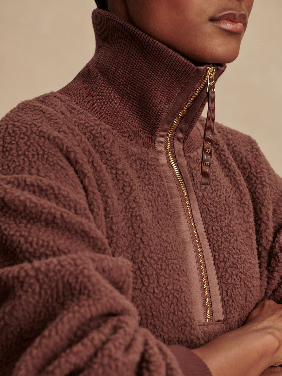 ROSELLE HALF ZIP FLEECE - DEEP MAHAGONY