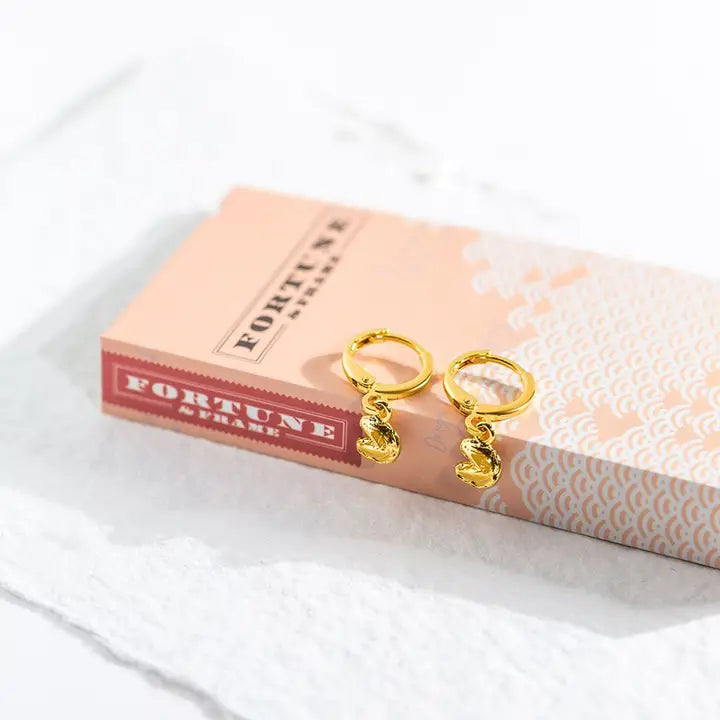 SUPER MINI FORTUNE COOKIE EARRINGS - GOLD