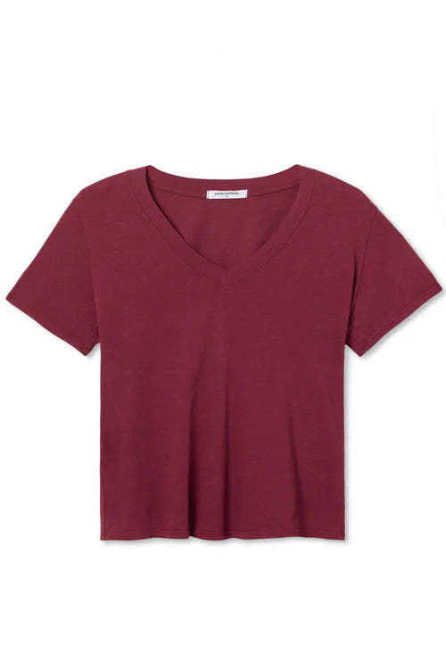 HENDRIX V NECK TEE-DARK BURGUNDY