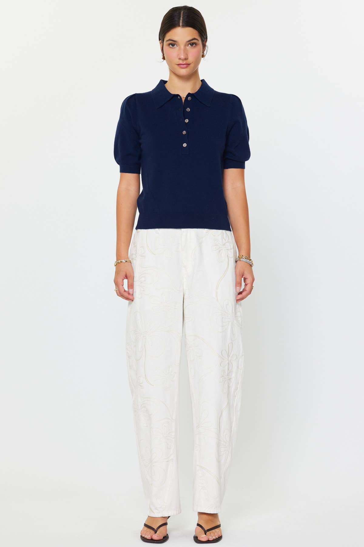Short Sleeve Knit Polo Top
