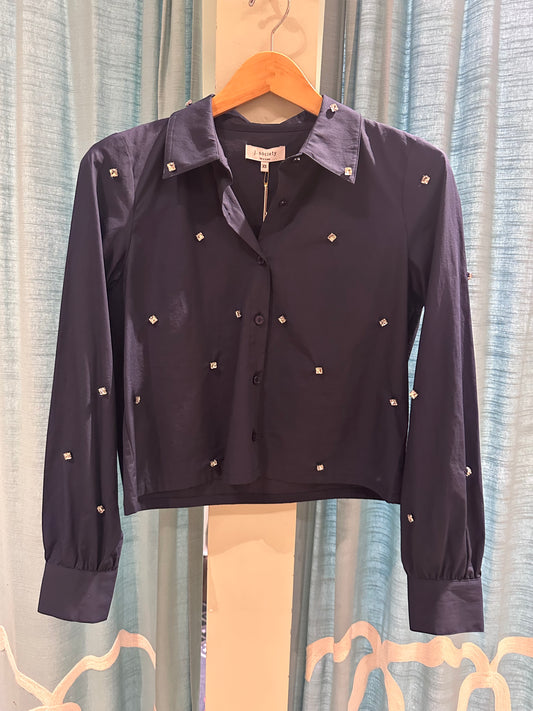 RHINESTONE BUTTON DOWN