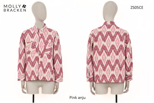 LADIES WOVEN JACKET - PINK ANJU