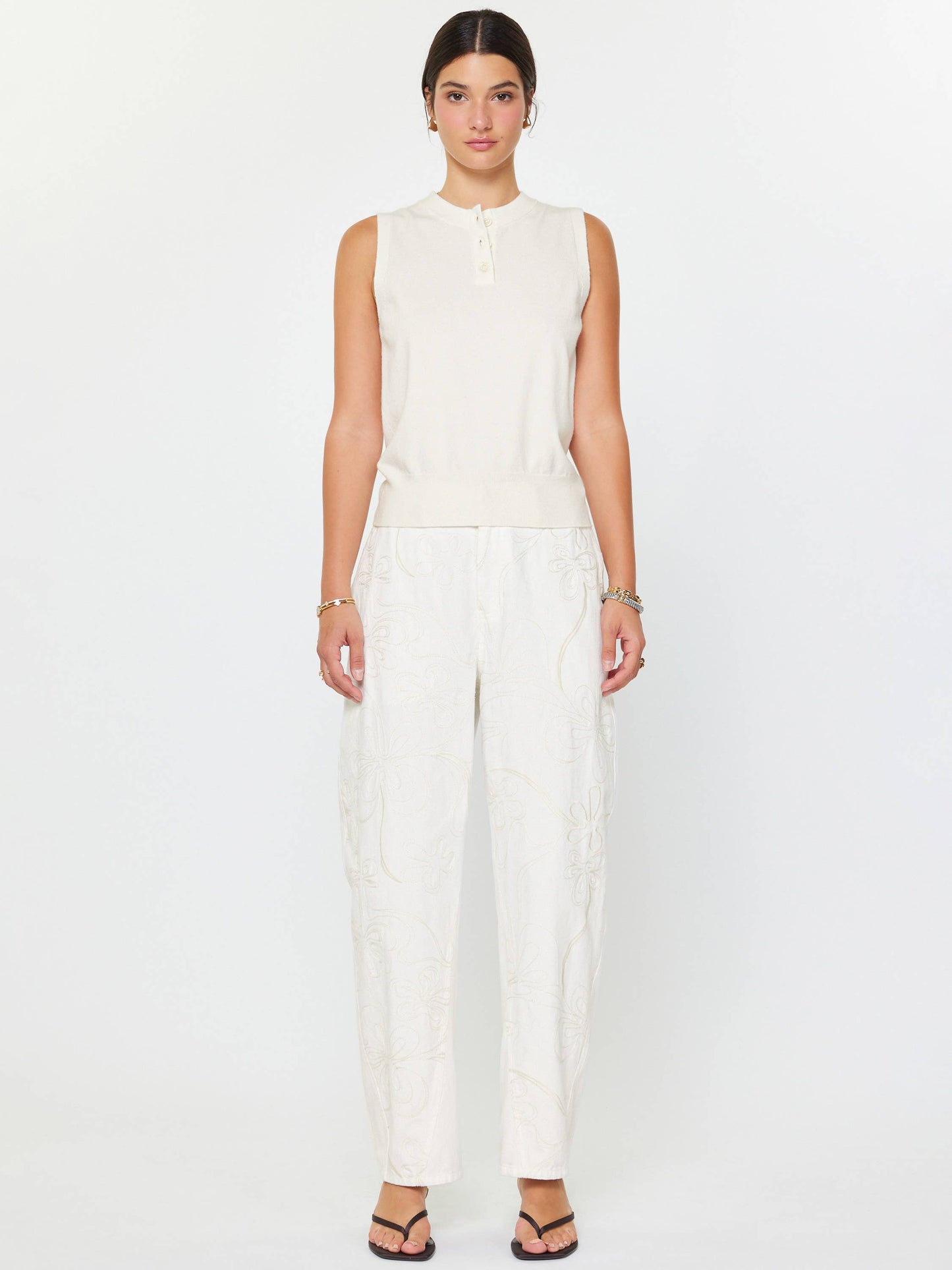 Sleeveless Henley Knit Vest