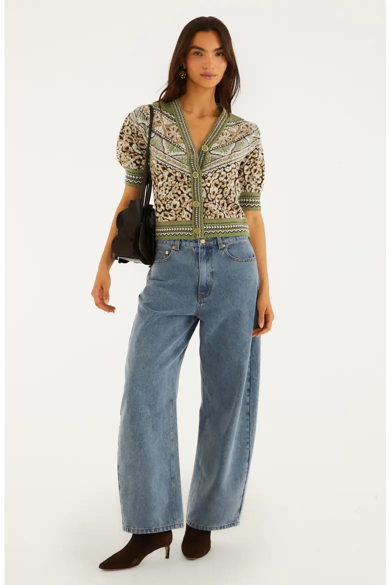 LEOPARD KNIT SHORT SLEEVE