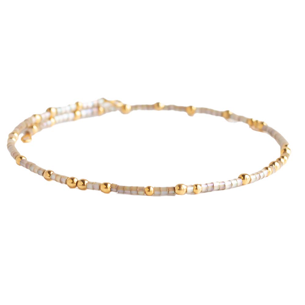 Confetti Beaded Bangle-Smoky Quartz, Stacking Bracelets