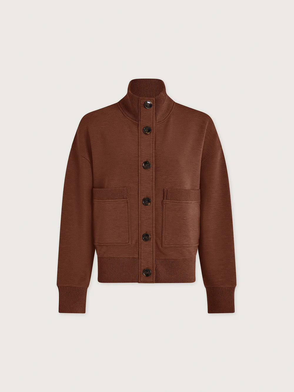 SABRINA BUTTON THROUGH SWEATSHIRT - GOLDEN BRONZE MARL