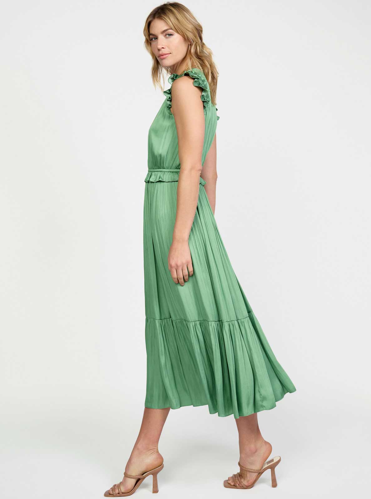 Ruffle Flutter Sleeve Midi Dress