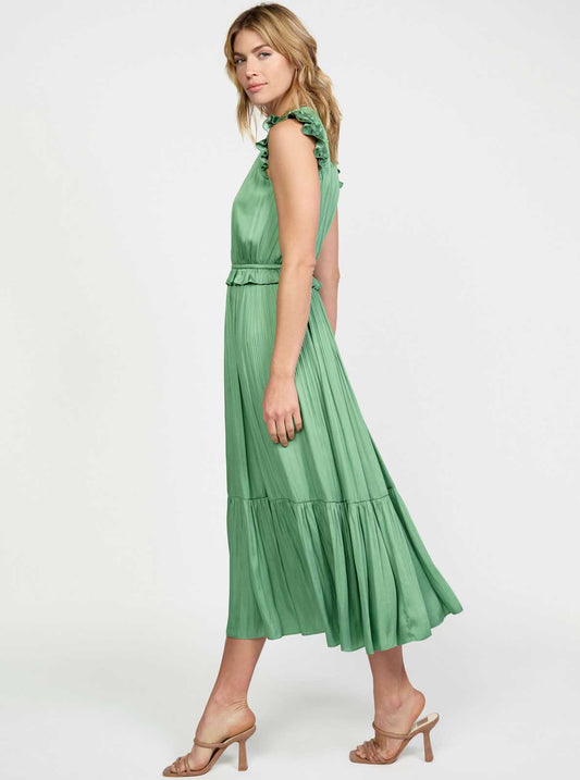 Ruffle Flutter Sleeve Midi Dress