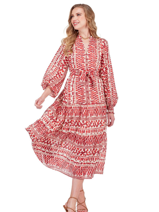 FRONT SPLIT BUTTONS MIDI DRESS