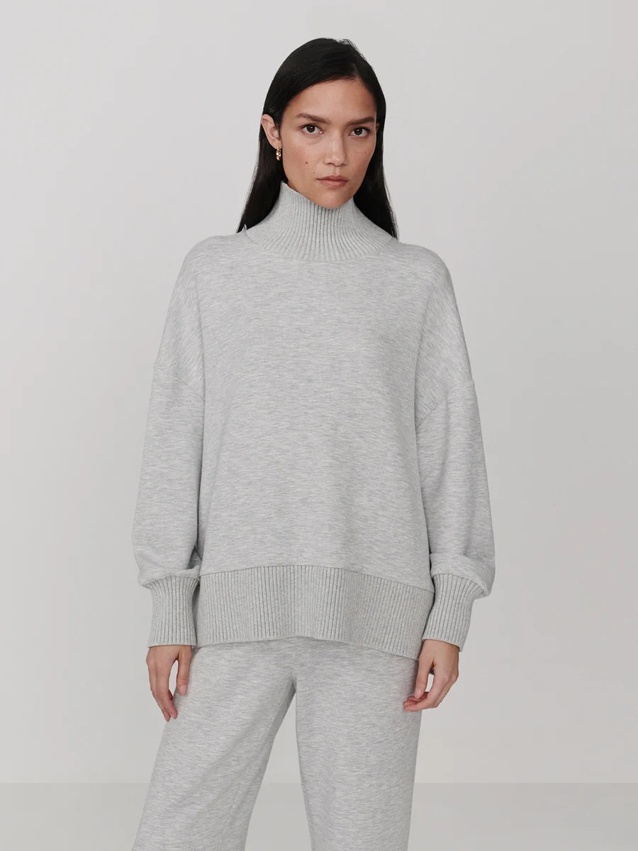 BARKER HIGH NECK SWEATSHIRT - LIGHT GREY MARL