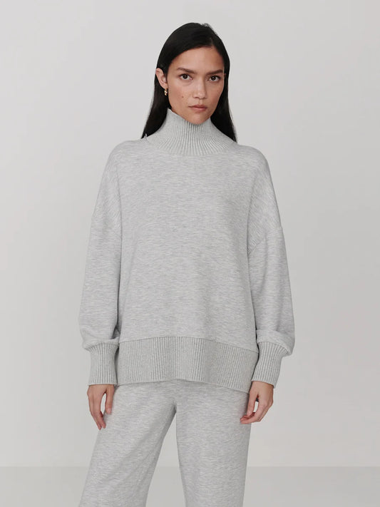 BARKER HIGH NECK SWEATSHIRT - LIGHT GREY MARL