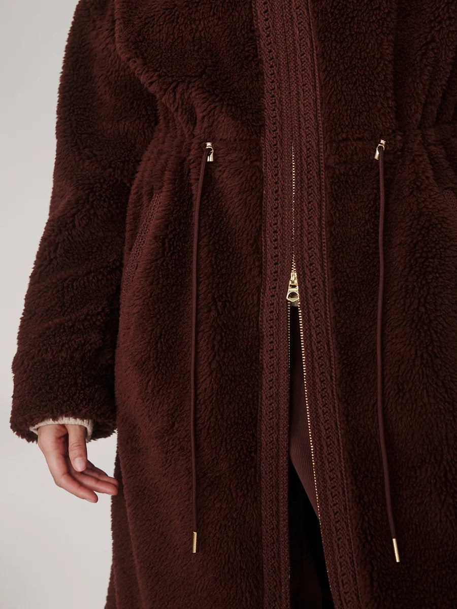 BENNET LONG SHERPA COAT - DARK CHESTNUT