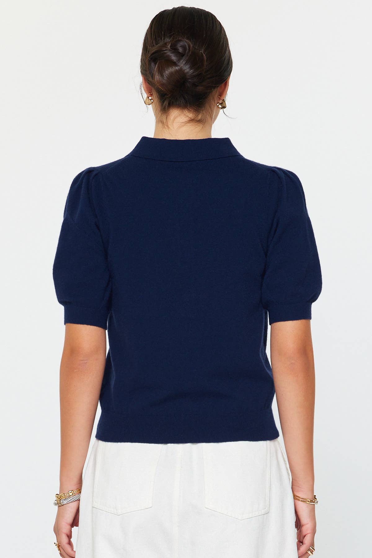 Short Sleeve Knit Polo Top