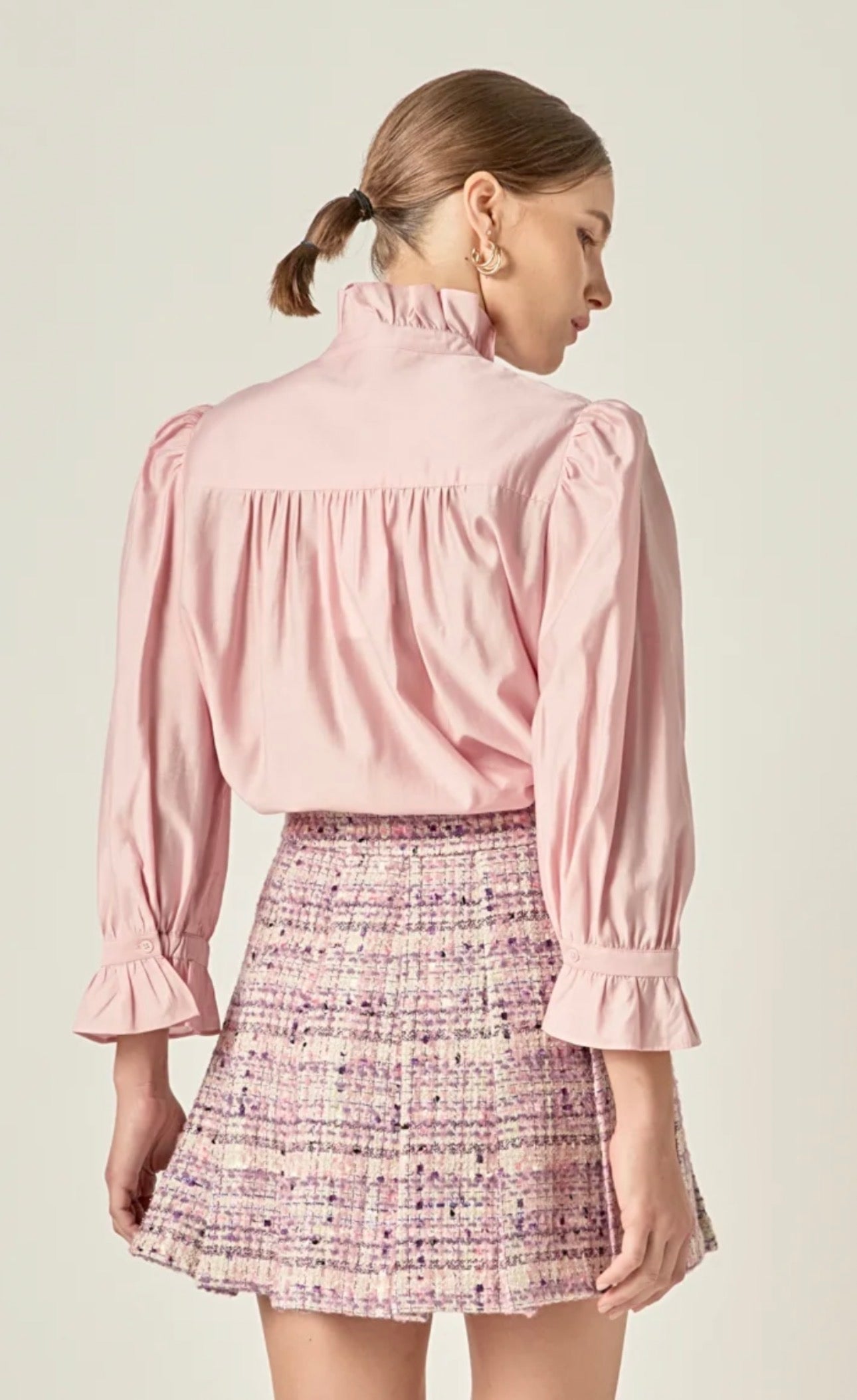 SHEER RUFFLE TOP - LIGHT PINK